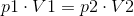 p1 \cdot V1 = p2 \cdot V2