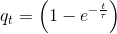 q_t = \left(1-e^{-\frac{t}{\tau}} \right)